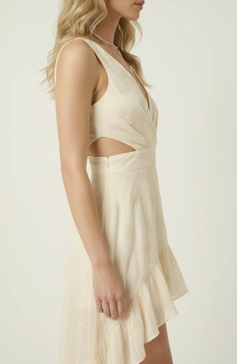 Modenaire High-Low Ruffle Hem Cutout Dress, Alternate, color, Ivory