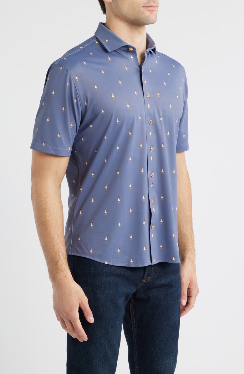 johnnie-O Hula Dance Print Short Sleeve Button-Up Shirt, Alternate, color, 