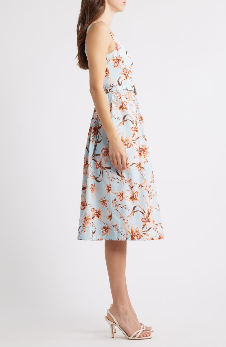 Eliza J Floral Fit & Flare Dress, Alternate, color, Light Blue