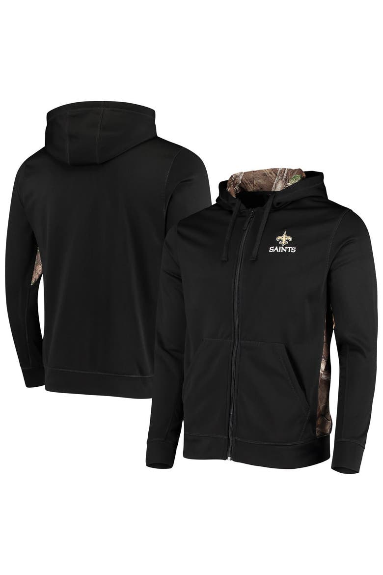 Men's Dunbrooke Black/Realtree Camo New Orleans Saints Decoy Tech Fleece Full-Zip Hoodie, Main, color, Black