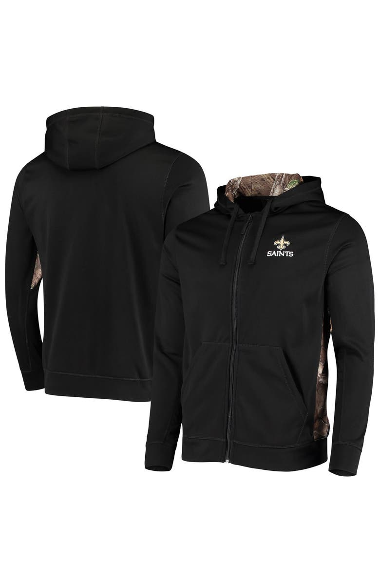 DUNBROOKE Men's Dunbrooke Black/Realtree Camo New Orleans Saints Decoy Tech Fleece Full-Zip Hoodie, Main, color, Black