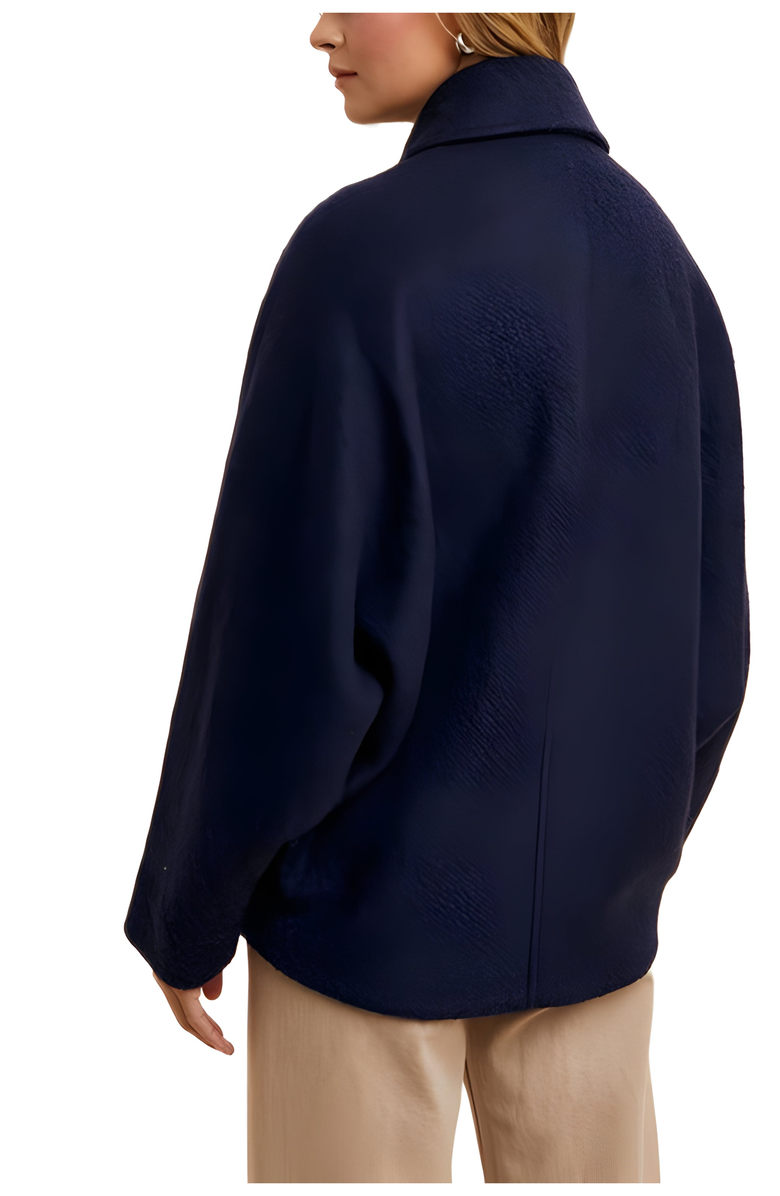 Knit and Lounge Cropped Wool-Blend Coat With Classic Collar And Buttons, Alternate, color, 