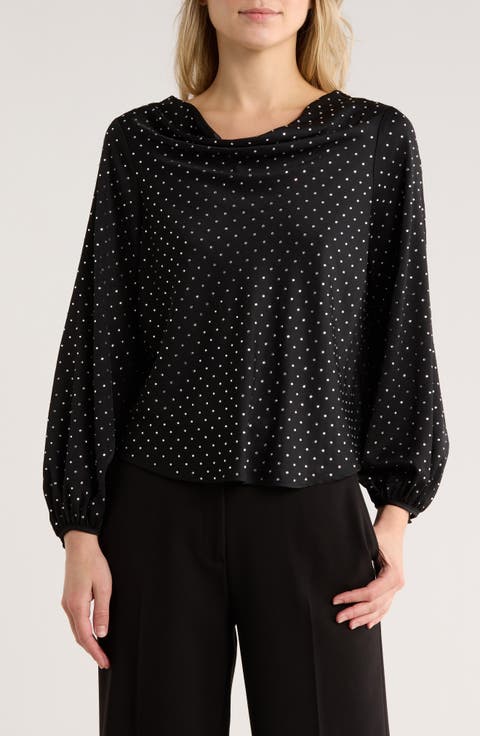 Irene Embellished Cowl Neck Top