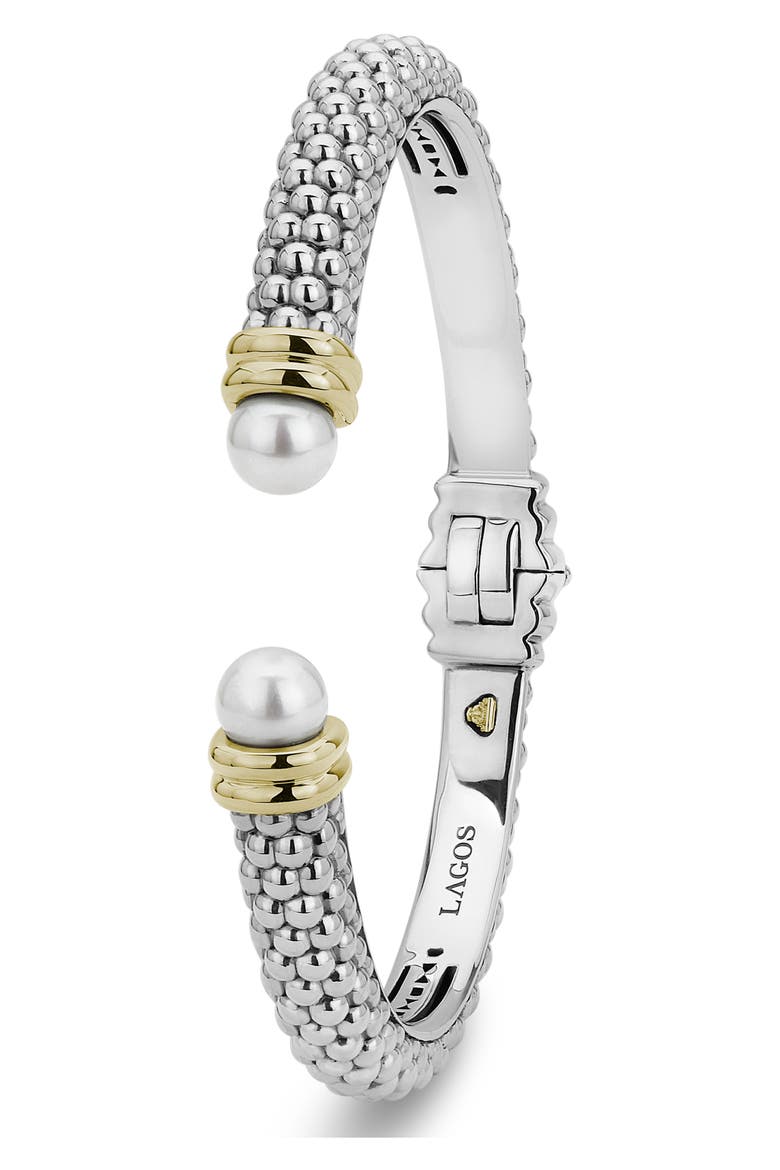 Luna Pearl Cuff Bracelet, Alternate, color, SILVER/ PEARL