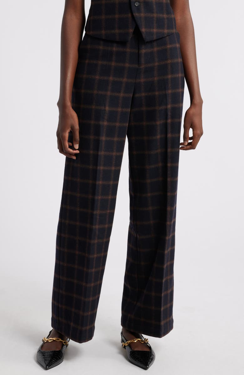 Wyeth Elliot Windowpane Check Wide Leg Pants, Main, color, 