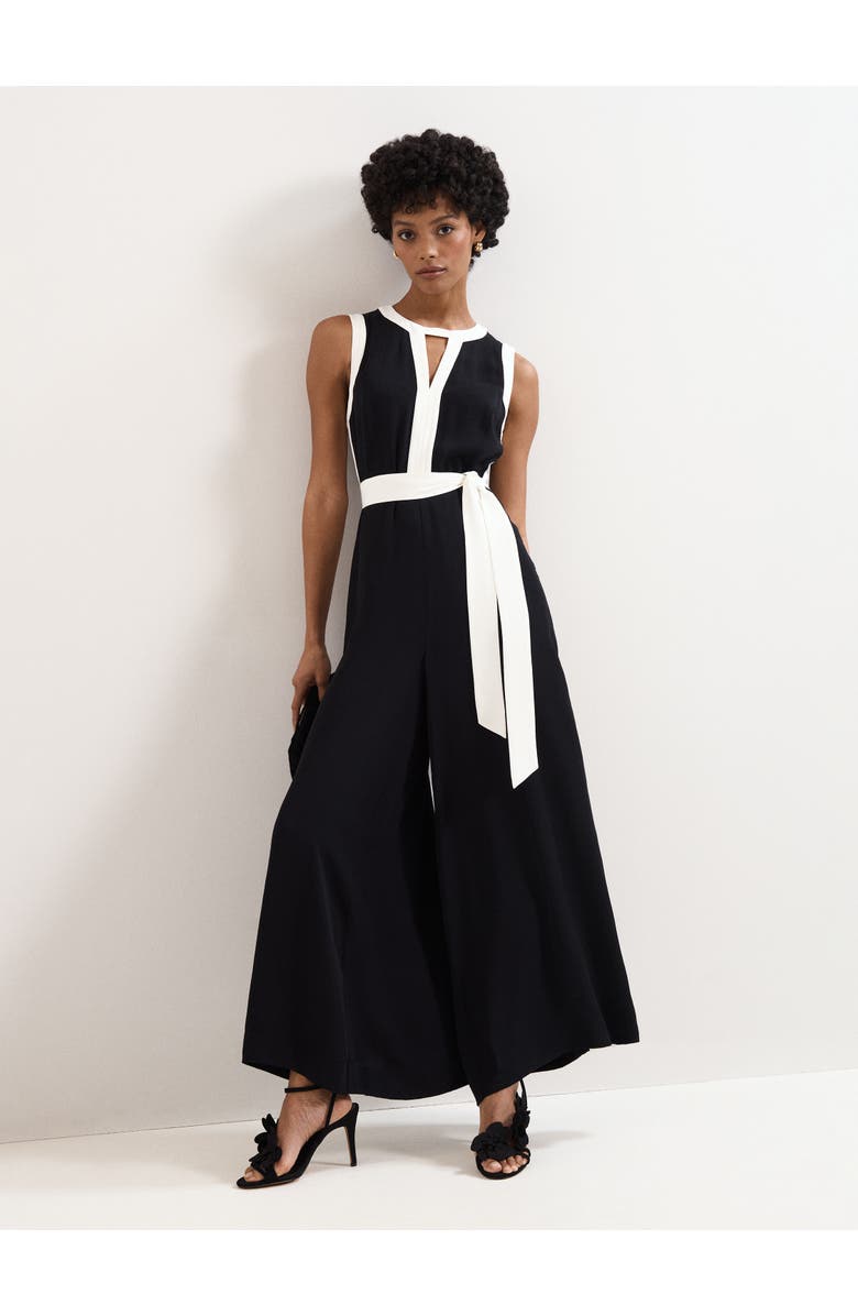 Phase Eight Elowen Wide Leg Jumpsuit, Main, color, Black/Ivory