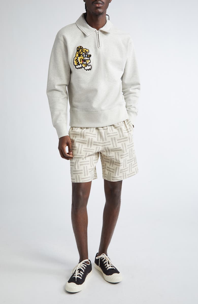 KENZO Weave Stretch Cotton Drawstring Shorts, Alternate, color, 