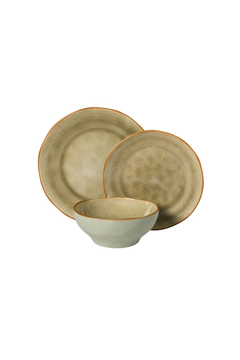 Wild Archer Plates and Bowls Set 12 Piece Stoneware Dinnerware Set for 4, Alternate, color, Beige