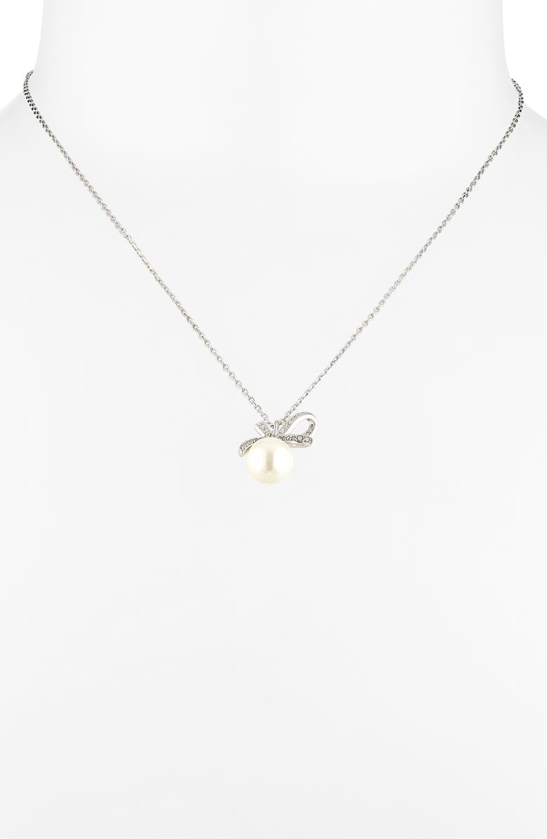 Kate Spade New York all tied up pendant necklace and stud earrings set, Alternate, color, Cream/ Silver.