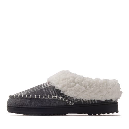 Dearfoams Nyla Felted Plaid Moccasin Toe Clog Slipper In Gray