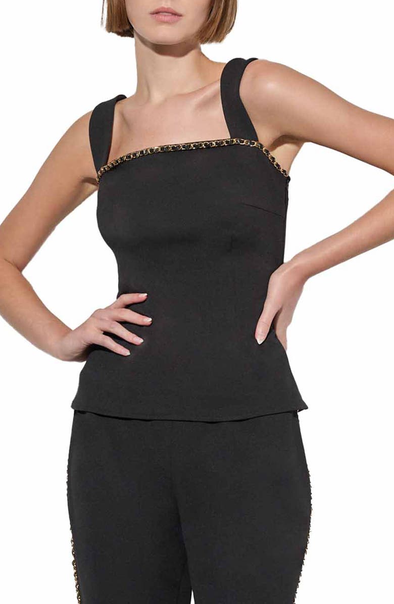 Ming Wang Chain Trim Crepe Top, Main, color, 