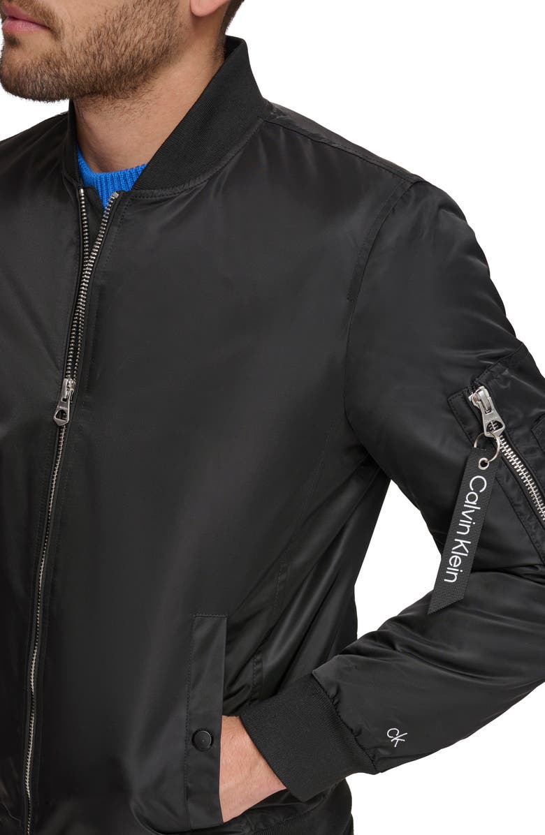 Calvin Klein Satin Bomber Jacket, Alternate, color, 