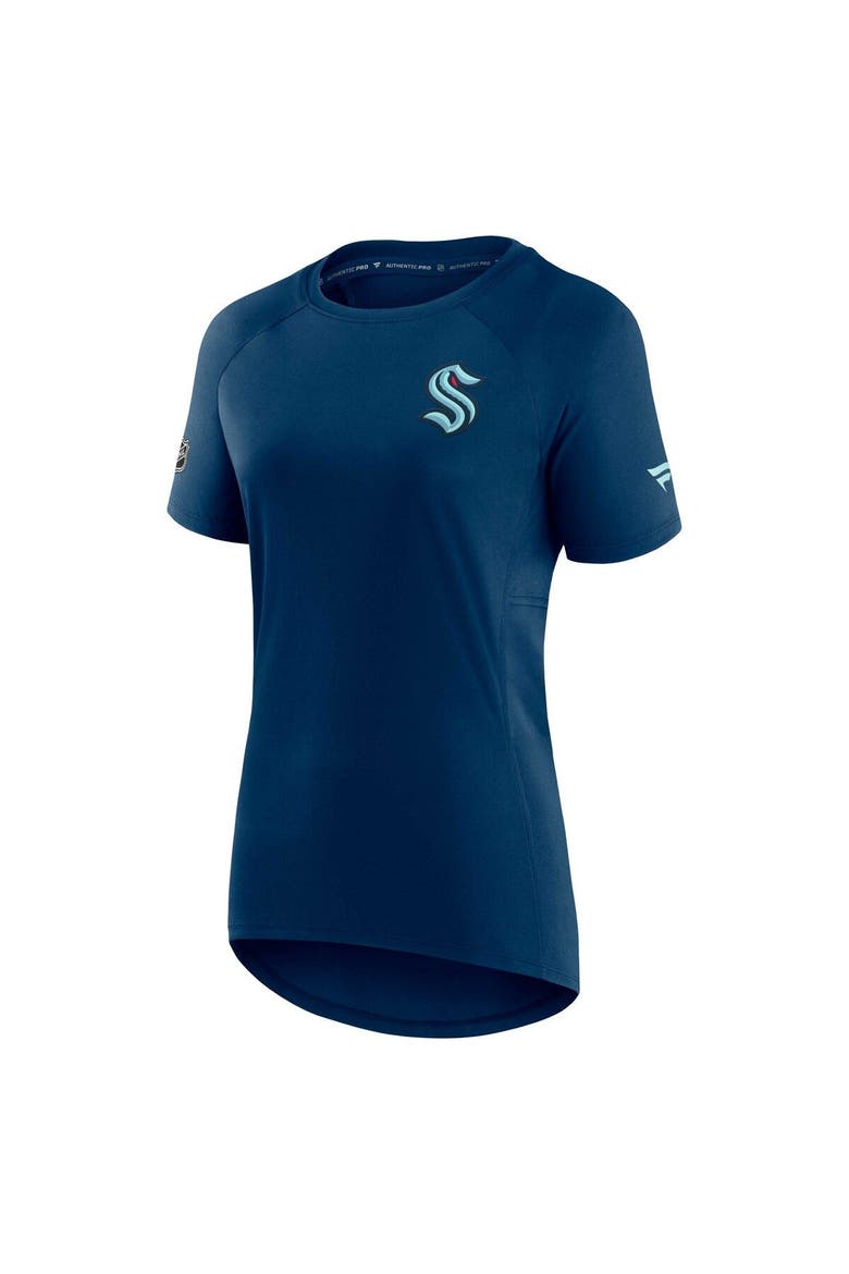 Women's Fanatics Branded Deep Sea Blue Seattle Kraken Authentic Pro Rink Raglan Tech T-Shirt, Alternate, color, Navy