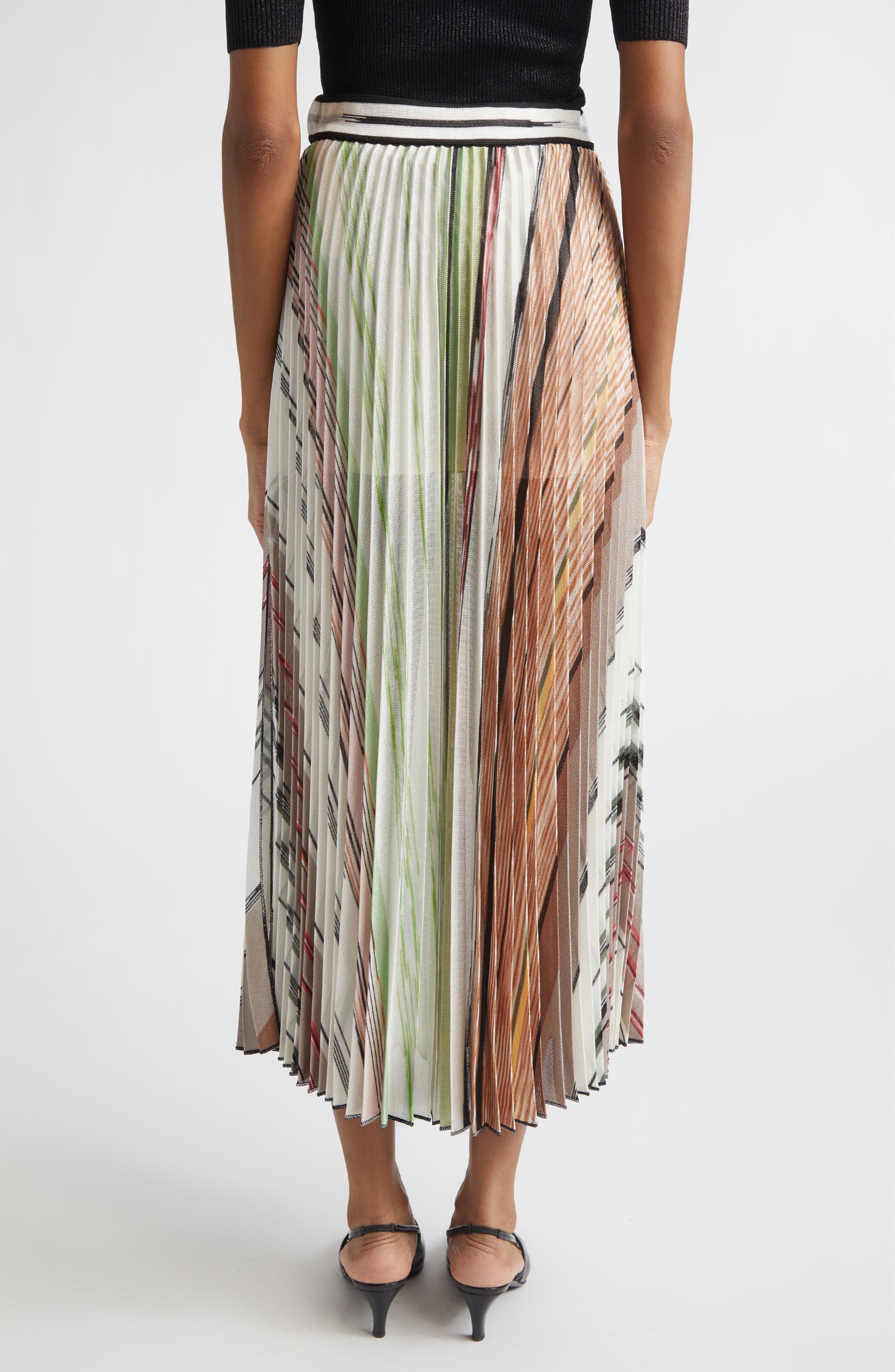 Flame Space Dye Stripe Pleated Midi Skirt - image 2