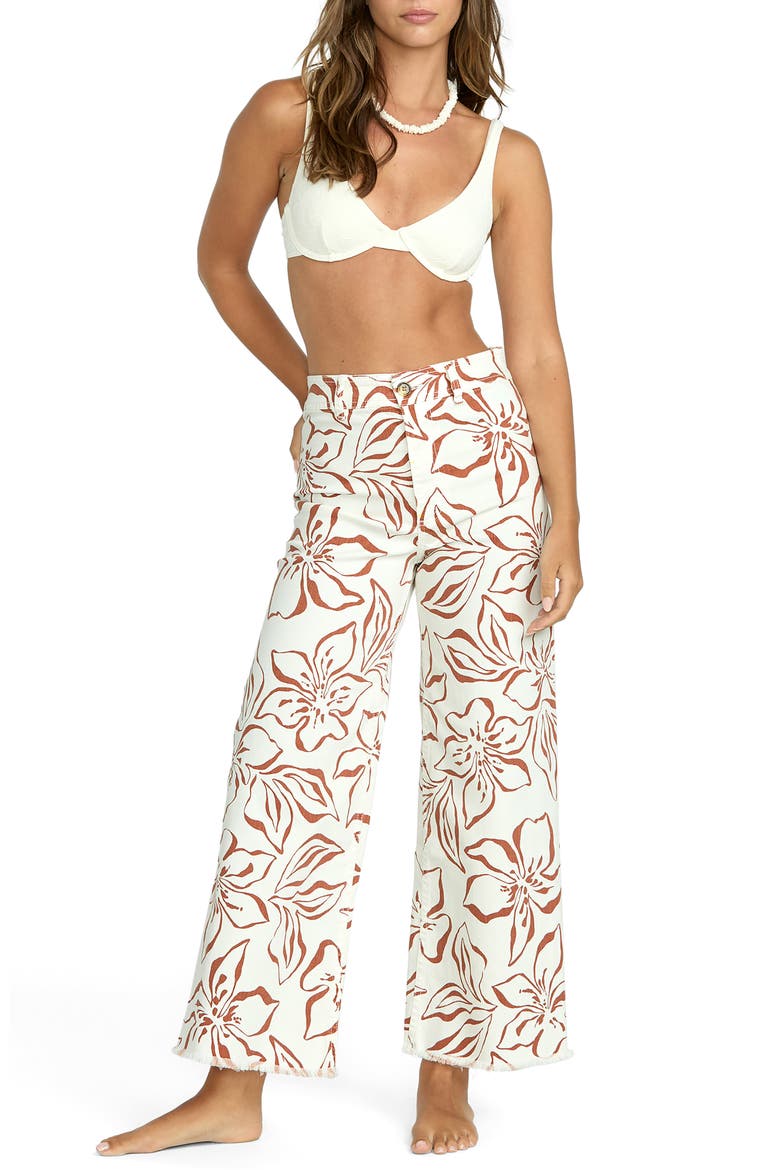 Free fall Print Wide Leg Twill Pants, Main, color, SALT CRYSTAL