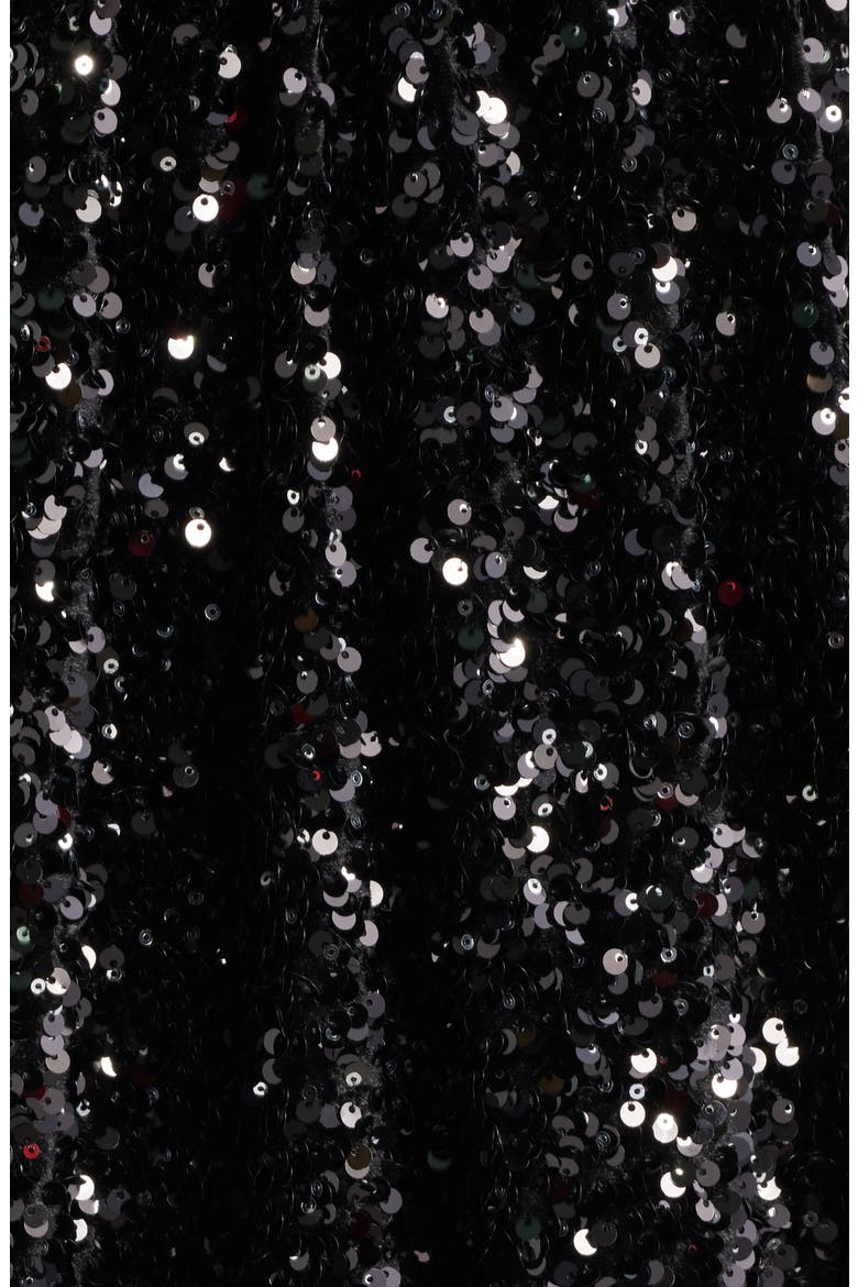 Sequin Plunge Halter Neck Bubble Minidress, Alternate, color, BLACK