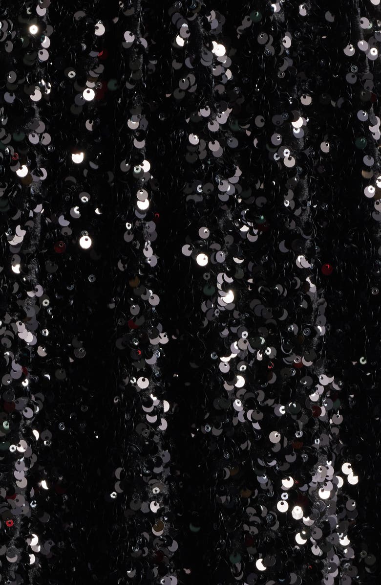 Emerald Sundae Sequin Plunge Halter Neck Bubble Minidress, Alternate, color, Black