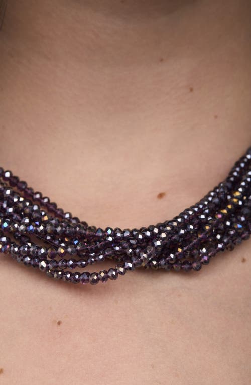 Saachi Multi Strand Bead Necklace In Purple
