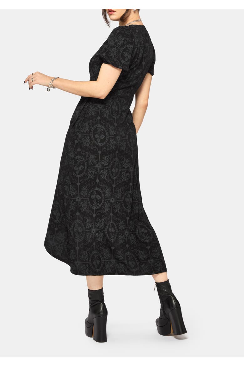 Cameo Floral Printed Wrap Dress, Alternate, color, Black