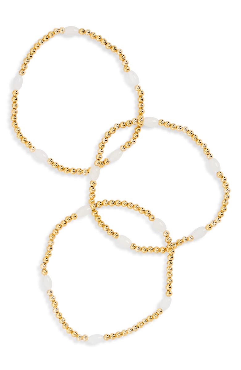 Panacea Set of 3 Beaded Stretch Bracelets, Main, color, White