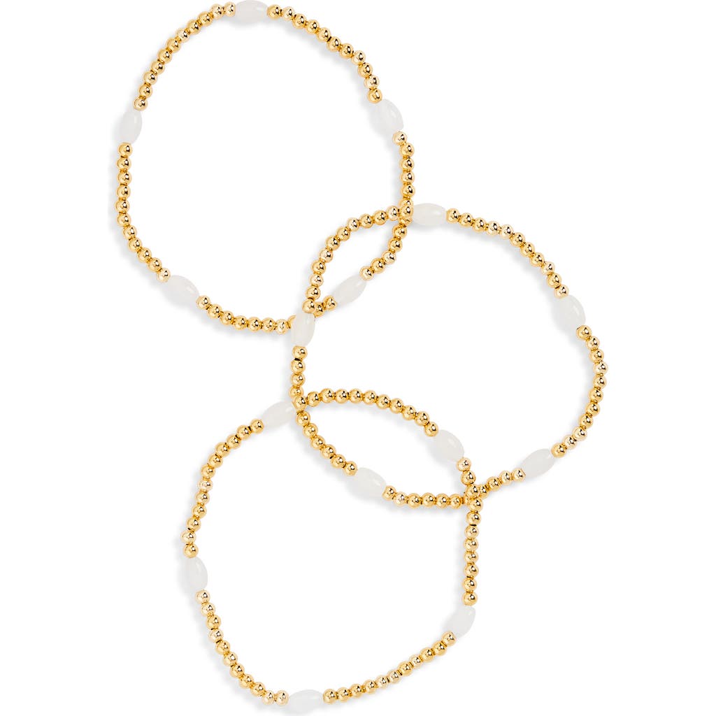 Panacea Set Of 3 Beaded Stretch Bracelets In White