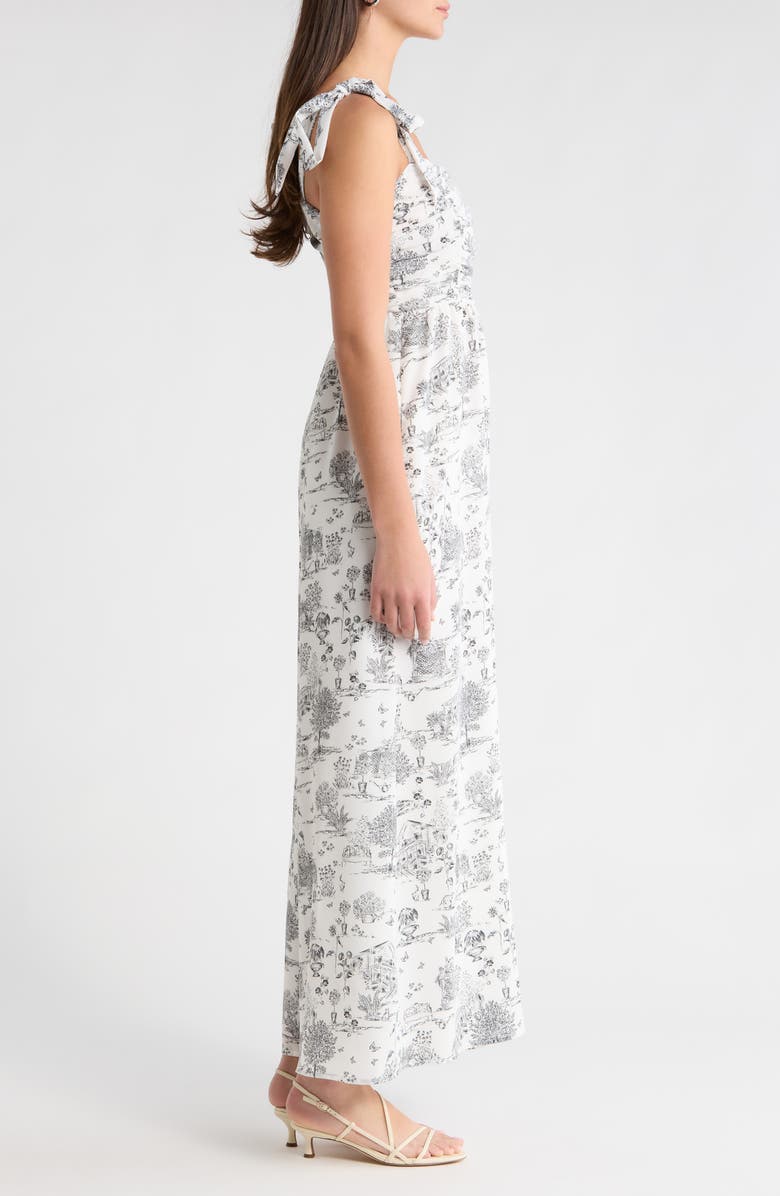 SUGARLIPS Renzo Toile Tie Strap Jumpsuit, Alternate, color, Grey-Black