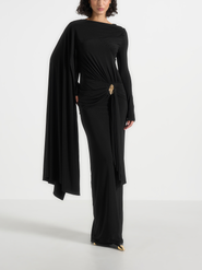 Manière De Voir Edena Asymmetric Ruched Draped Maxi Dress