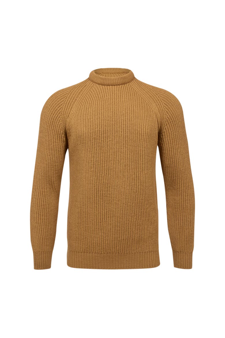 British Ribbed Fishermans Sweater, Alternate, color, AUTUMN BROWN