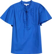 SUGARLIPS Ruffle Trim Cotton Poplin Shirt