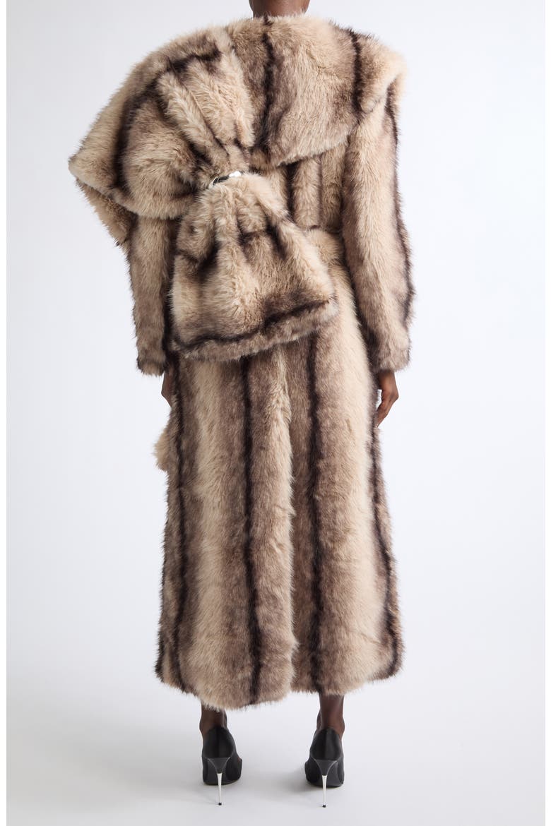 Maja Stripe Faux Fur Coat, Alternate, color, TAUPE