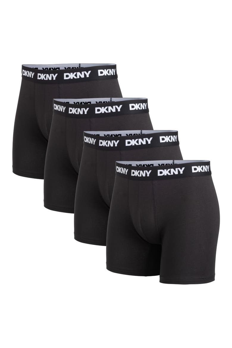 Cotton Stretch Pack of 4 Boxer Briefs, Main, color, BLACK/BLACK/BLACK/BLACK
