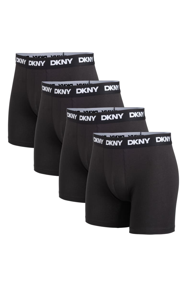DKNY Back of Four Boxer Briefs, Main, color, Black/Black/Black/Black