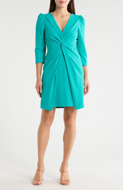 Knotted Three-Quarter Sleeve Minidress