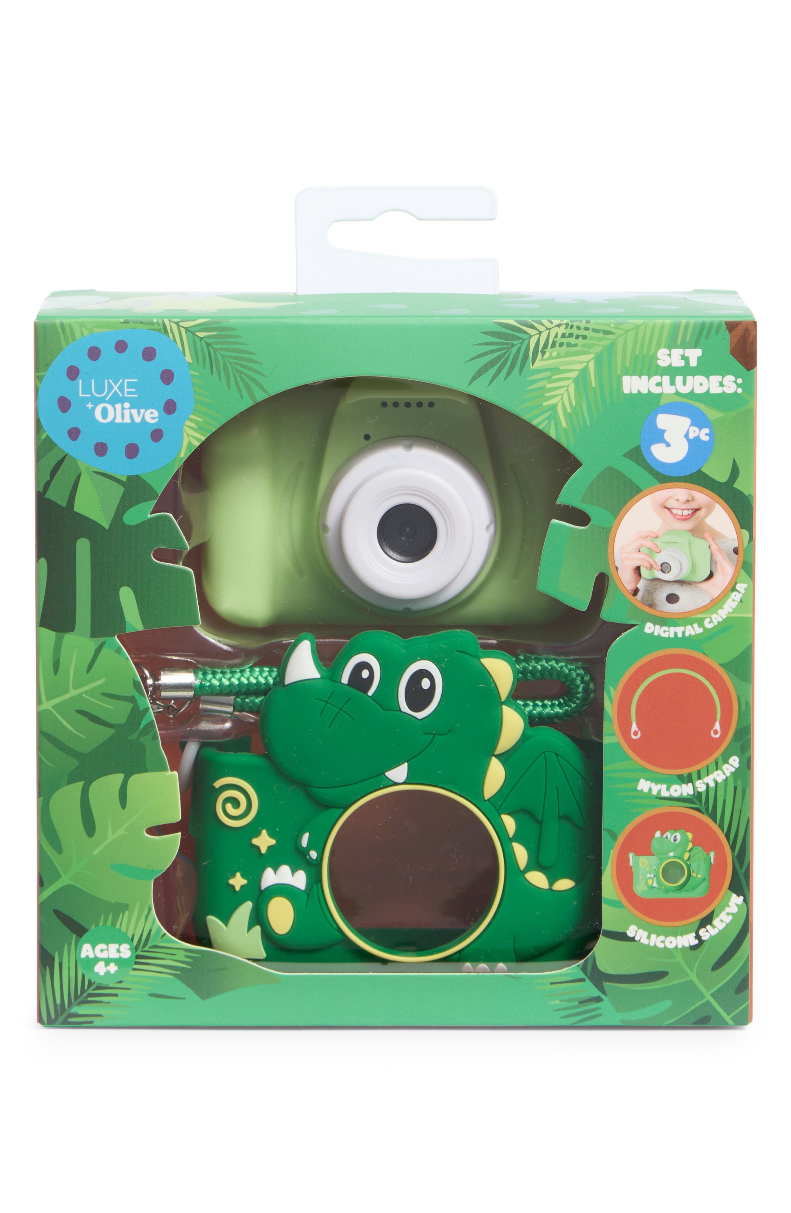 Luxe + Olive Kids' Green Dinosaur Case Digital Camera Set