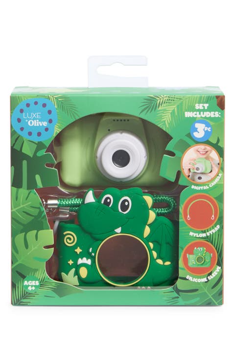 Kids' Green Dinosaur Case Digital Camera Set