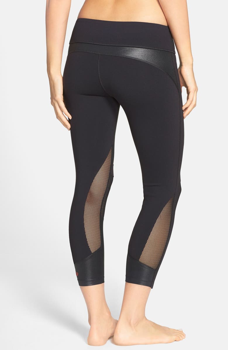 SPLITS59 'Matrix Noir' Mesh Inset Capris, Alternate, color,