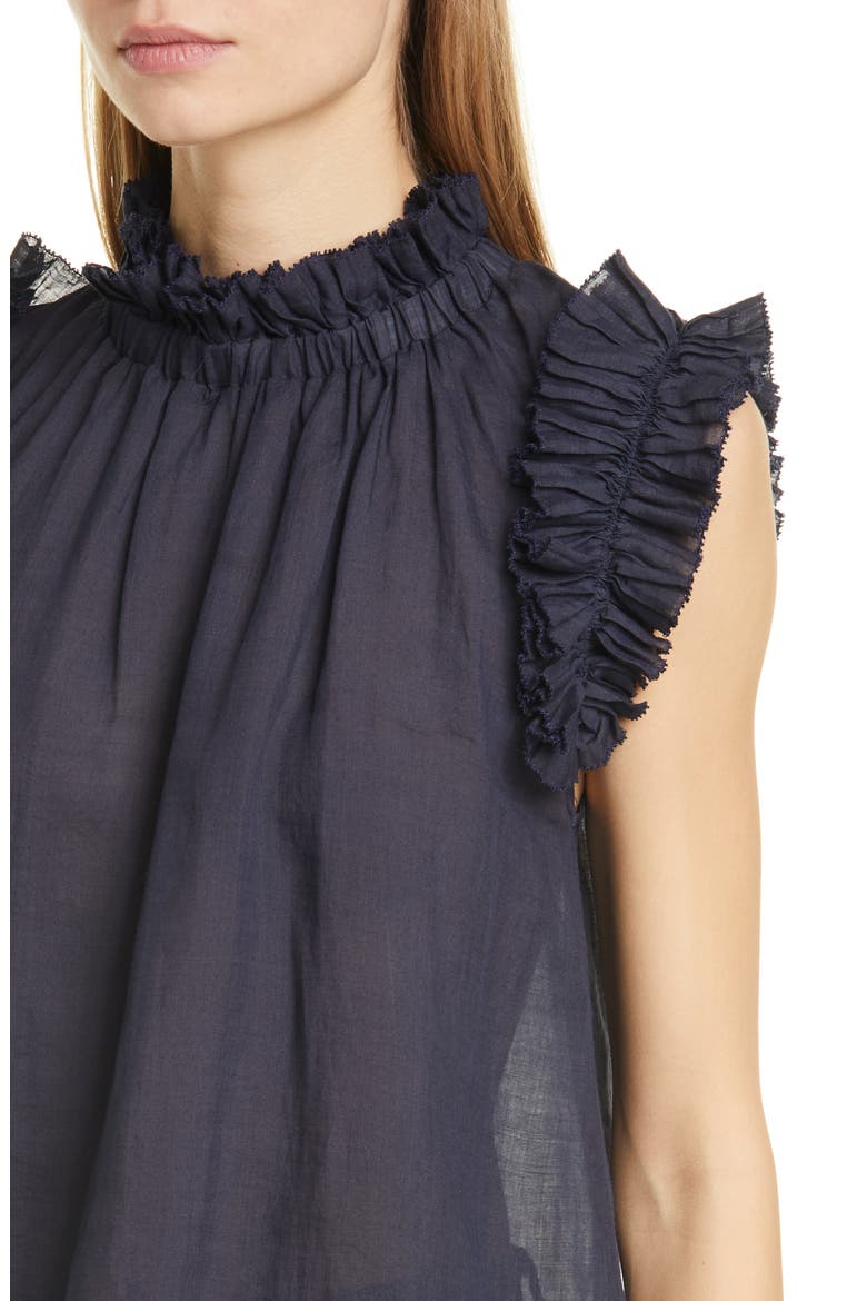 Lucy Ruffle Cotton Top, Alternate, color, NAVY