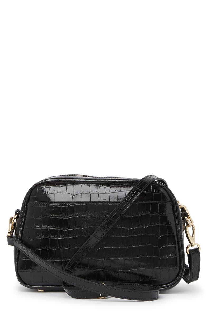 Bruno Magli Croc Embossed Leather Camera Crossbody Bag, Alternate, color, 