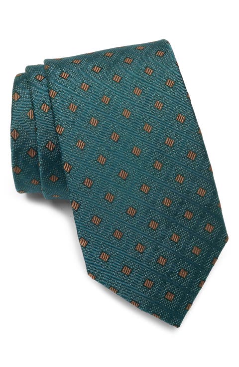 Calabra Neat Geometric Jacquard Silk Tie