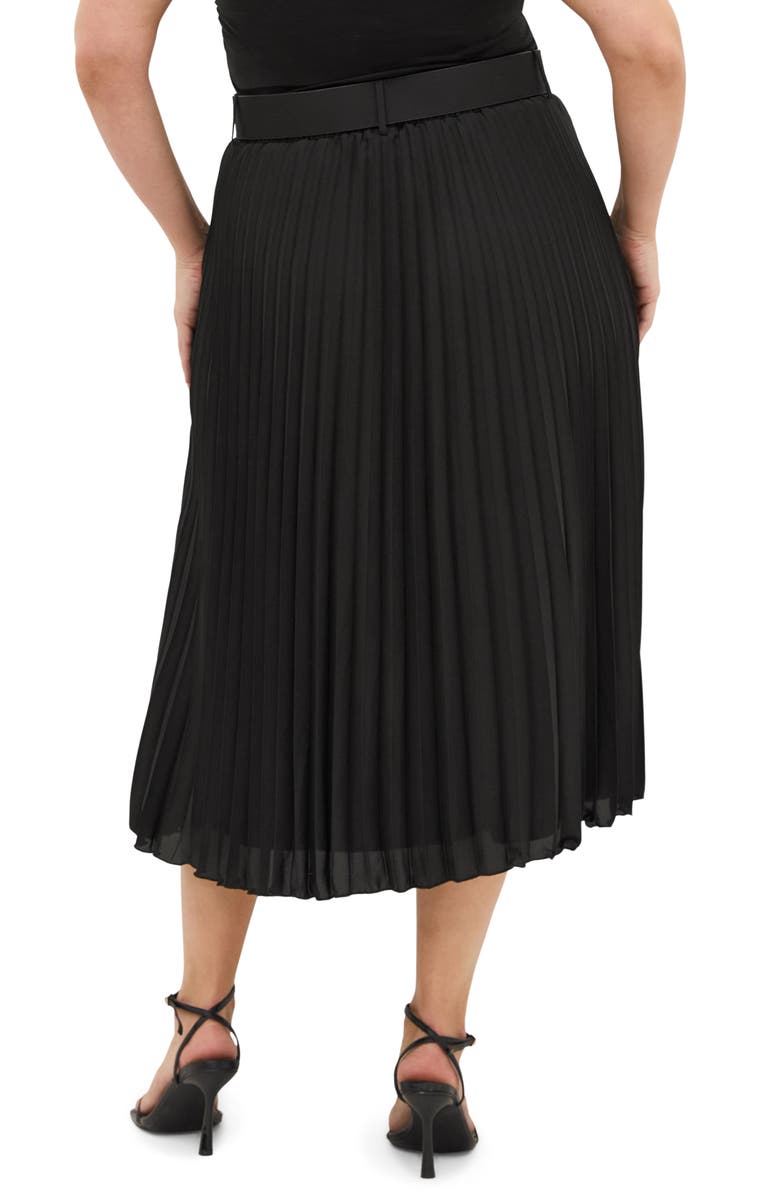 City Chic Petra Pleated Skirt, Alternate, color, Black