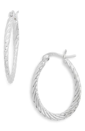 Argento Vivo Textured Oval Hoop Earrings In Silver