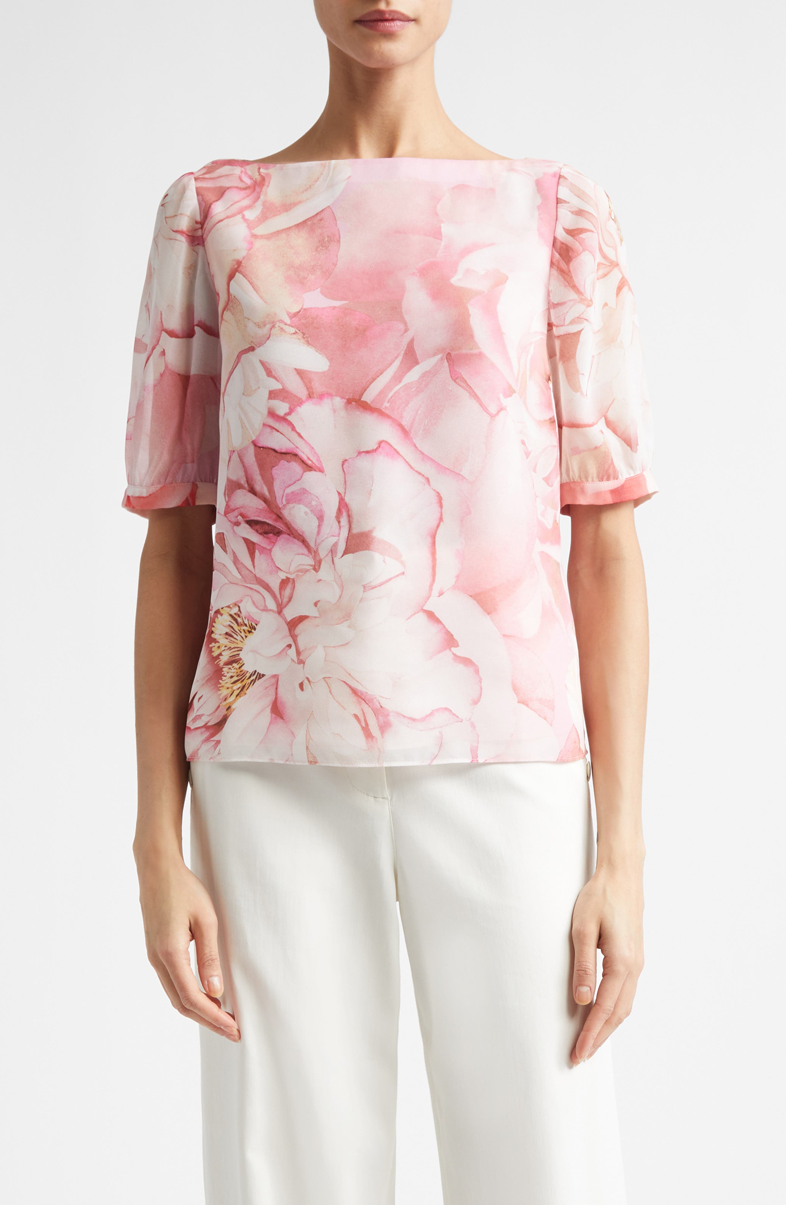 Monique Le Jardin Print Georgette Top
