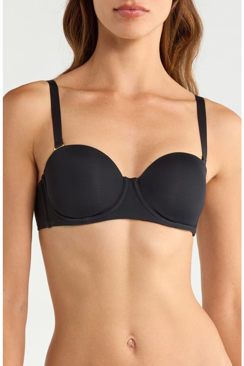 Fitutitve Convertible Underwire Demi Bra, Alternate, color, BLACK