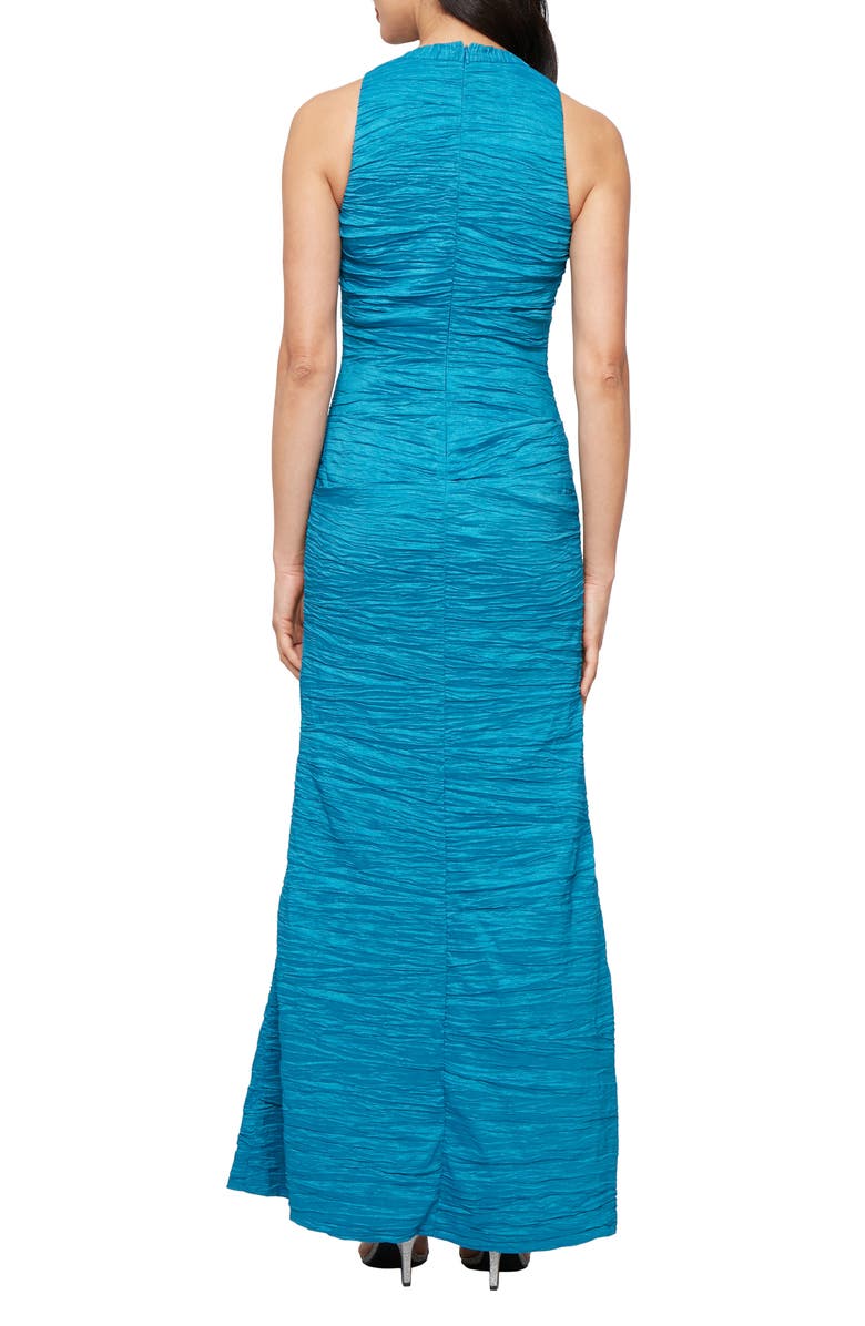 Alex Evenings Crinkle Sleeveless Cocktail Dress, Alternate, color, Aqua