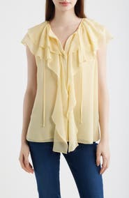KOBI HALPERIN Maren Ruffle Cap Sleeve Top