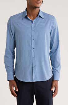 CONSTRUCT Slim Fit Geo Print Stretch Button-Up Shirt