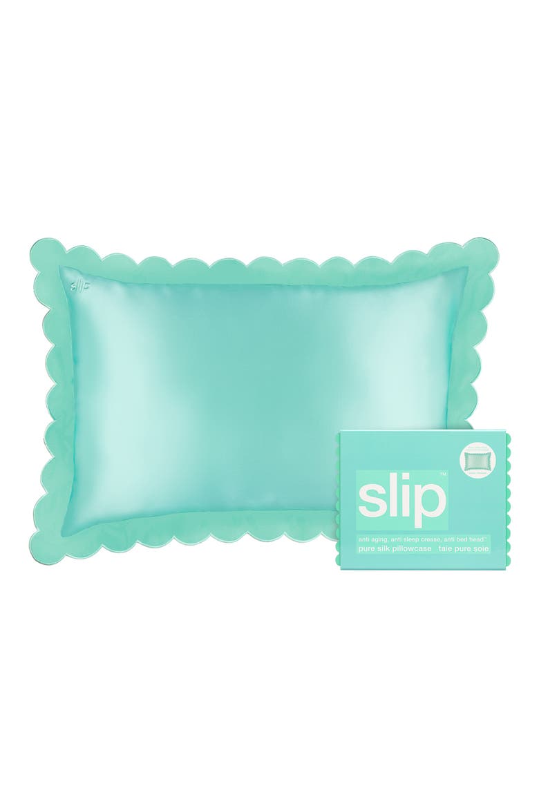Sunshade Pure Silk Pillowcase, Main, color, TURQUOISE
