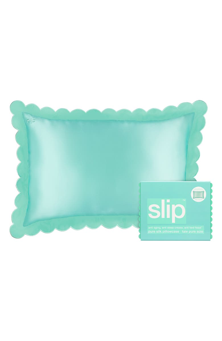 slip Sunshade Pure Silk Pillowcase, Main, color, Turquoise