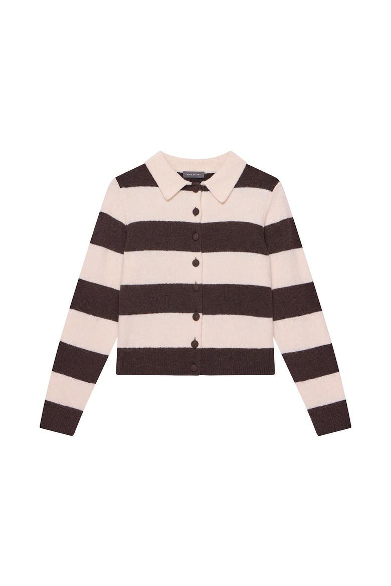 Striped Knit Cardigan, Alternate, color, Brown