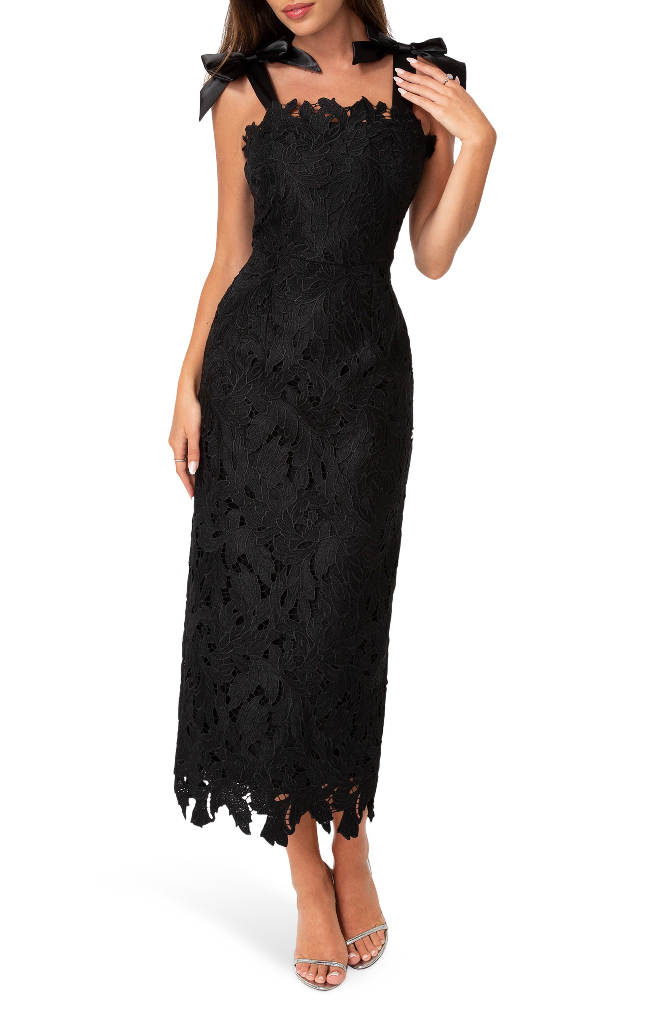 Bow Strap Lace Maxi Dress